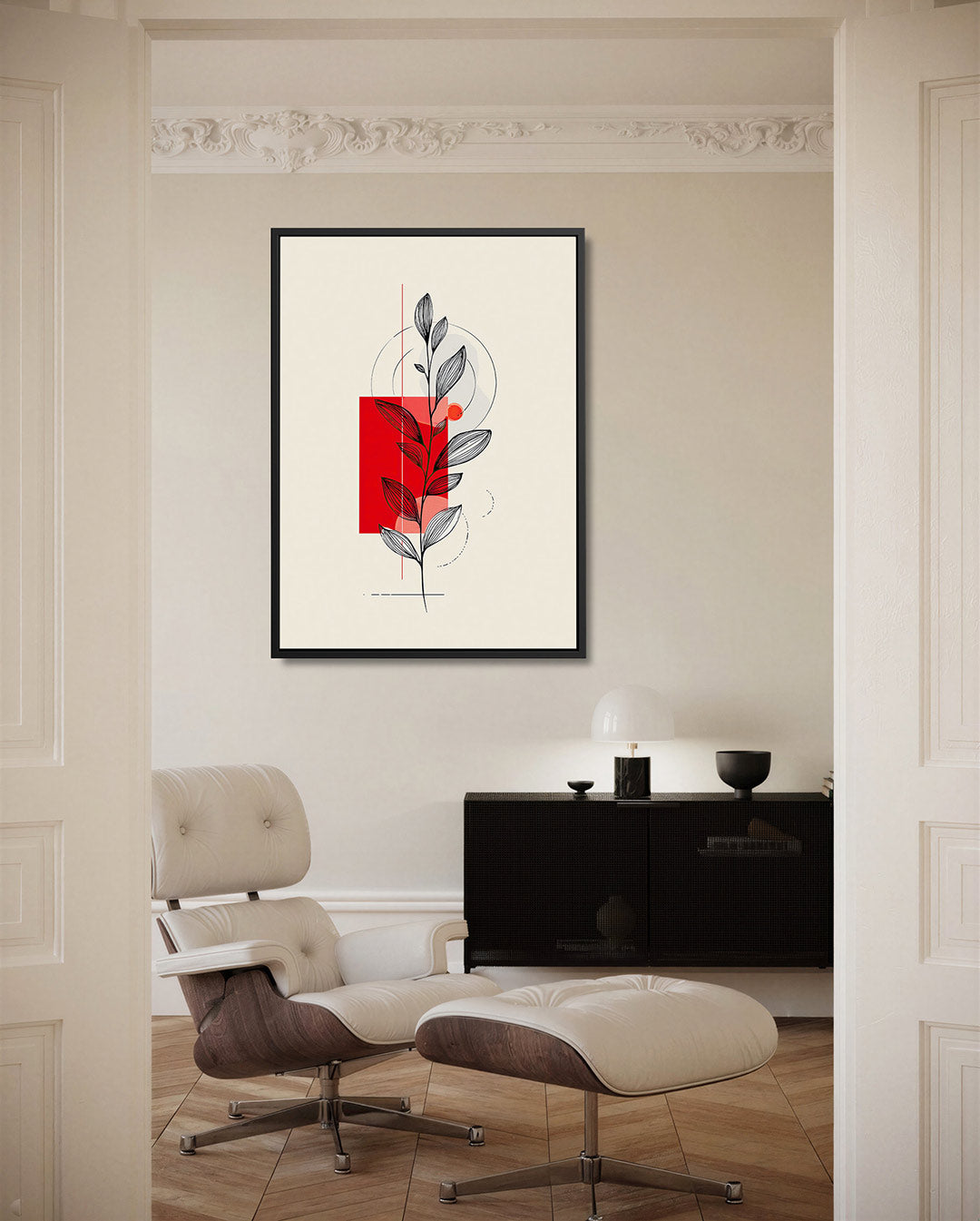 Geometrische plant – moderne staande wandkunst