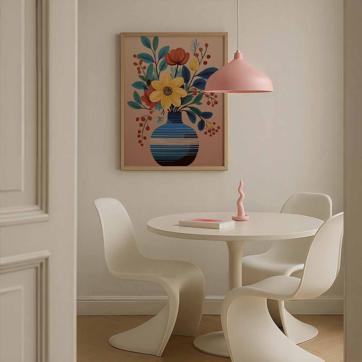 Bloemenpracht in Blauwe Vaas – bloemen poster in staand formaat