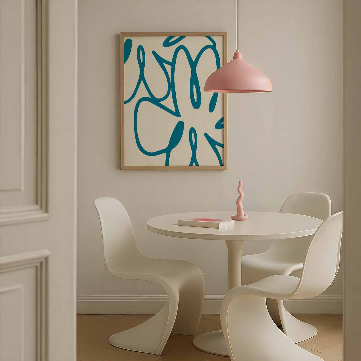 Abstracte Blauwe Bloem – bloemen poster in staand formaat