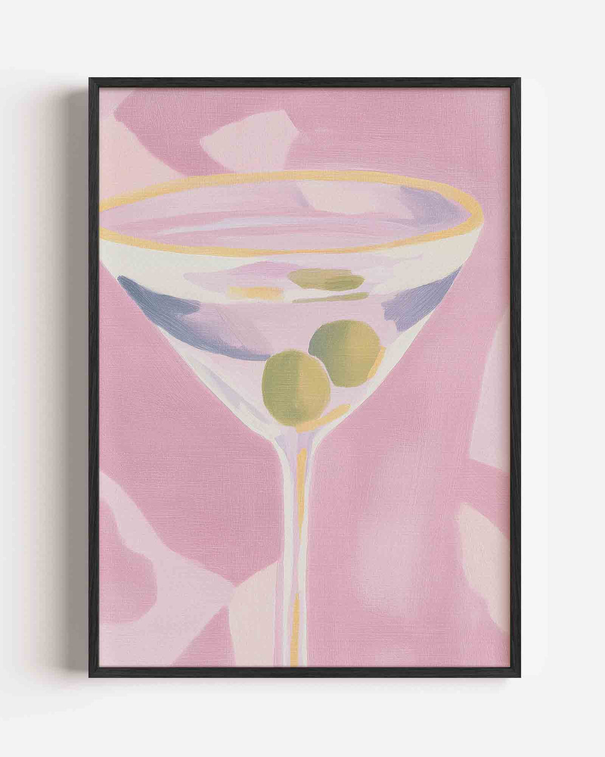 Cocktailglas met olijven – pastel portret poster als wanddecoratie