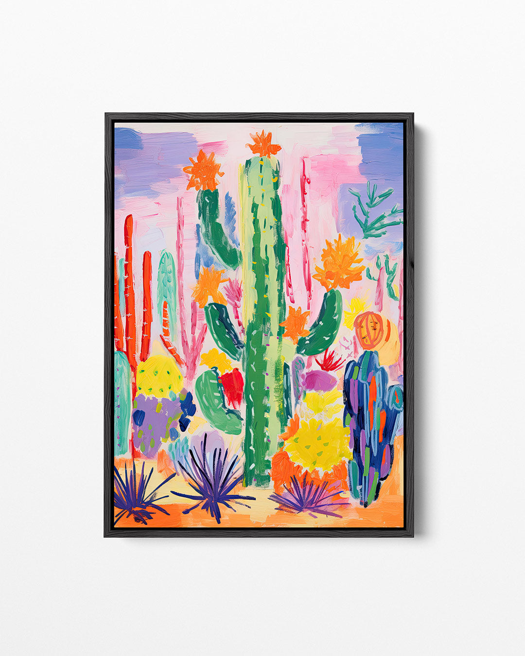 Kleurrijke cactussen – staand wanddecoratie kunstwerk