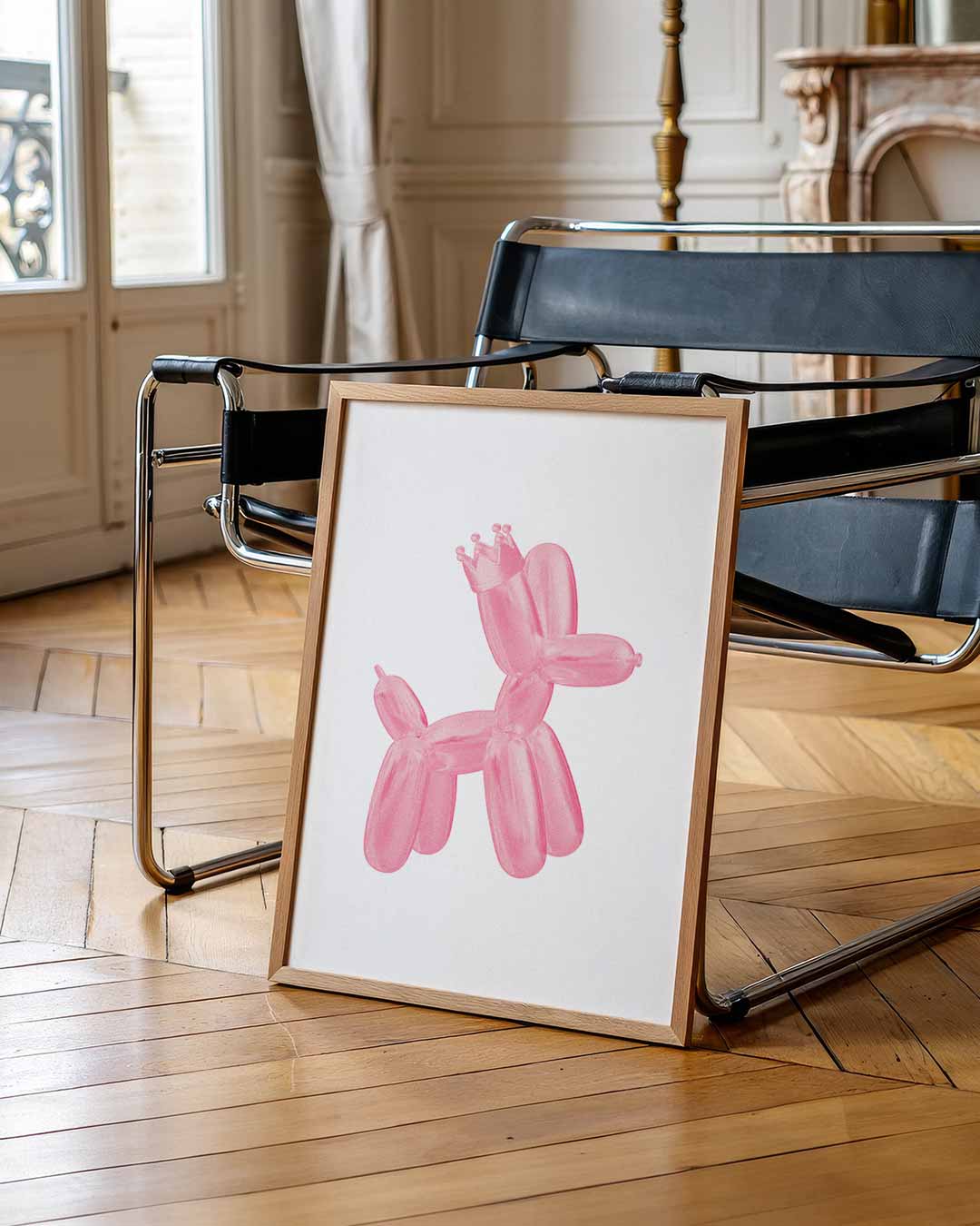 Ballonhond Met Kroontje – zomerse wandkunst als portret poster