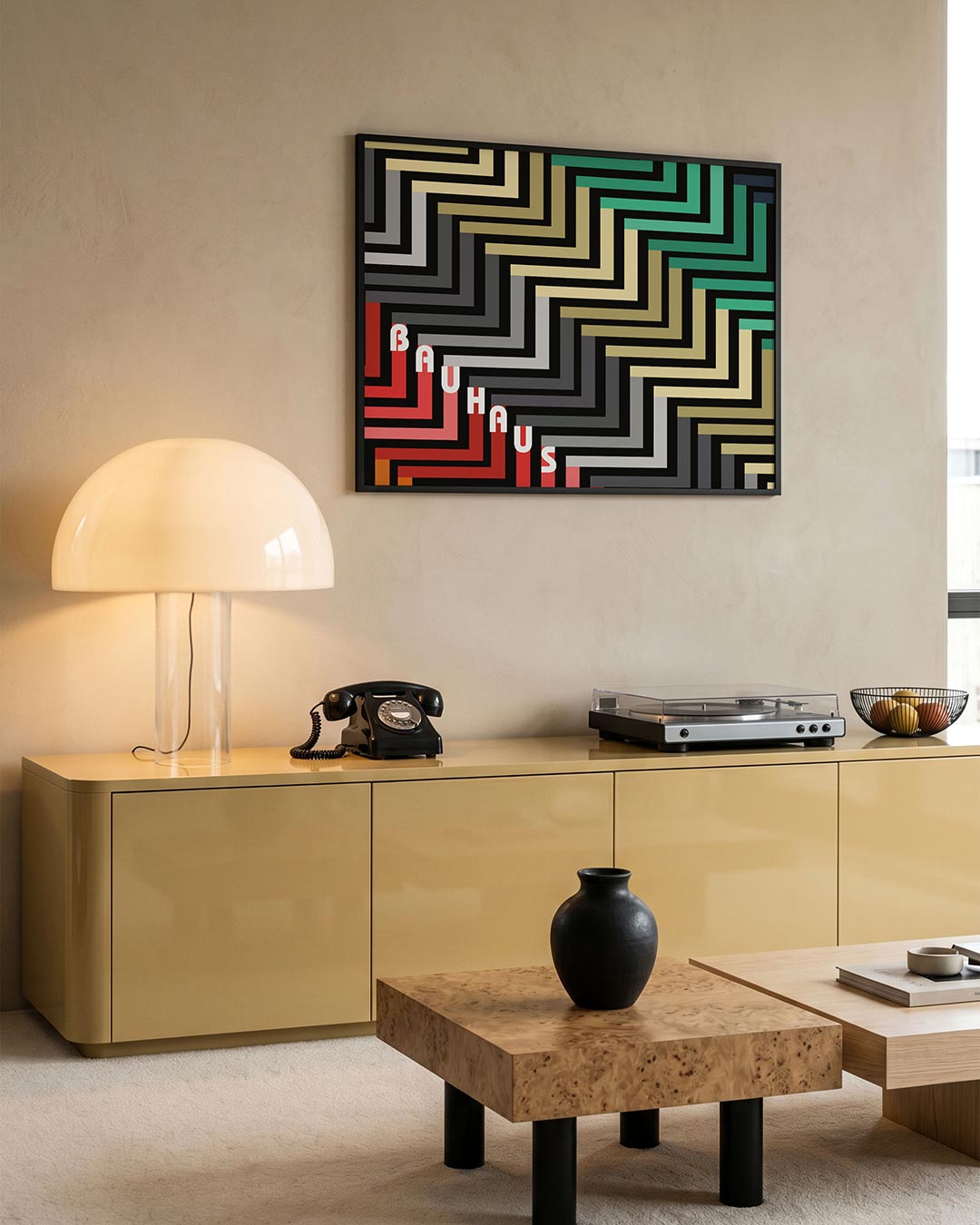 Vormritme en kleur – moderne Bauhaus wandkunst als poster