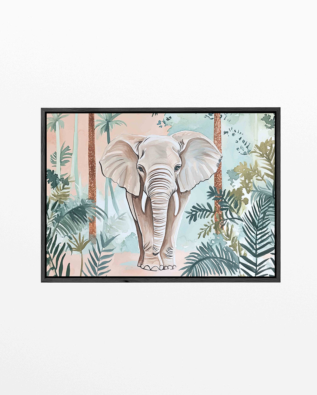 Olifant in jungle – liggend wanddecoratie kunstwerk