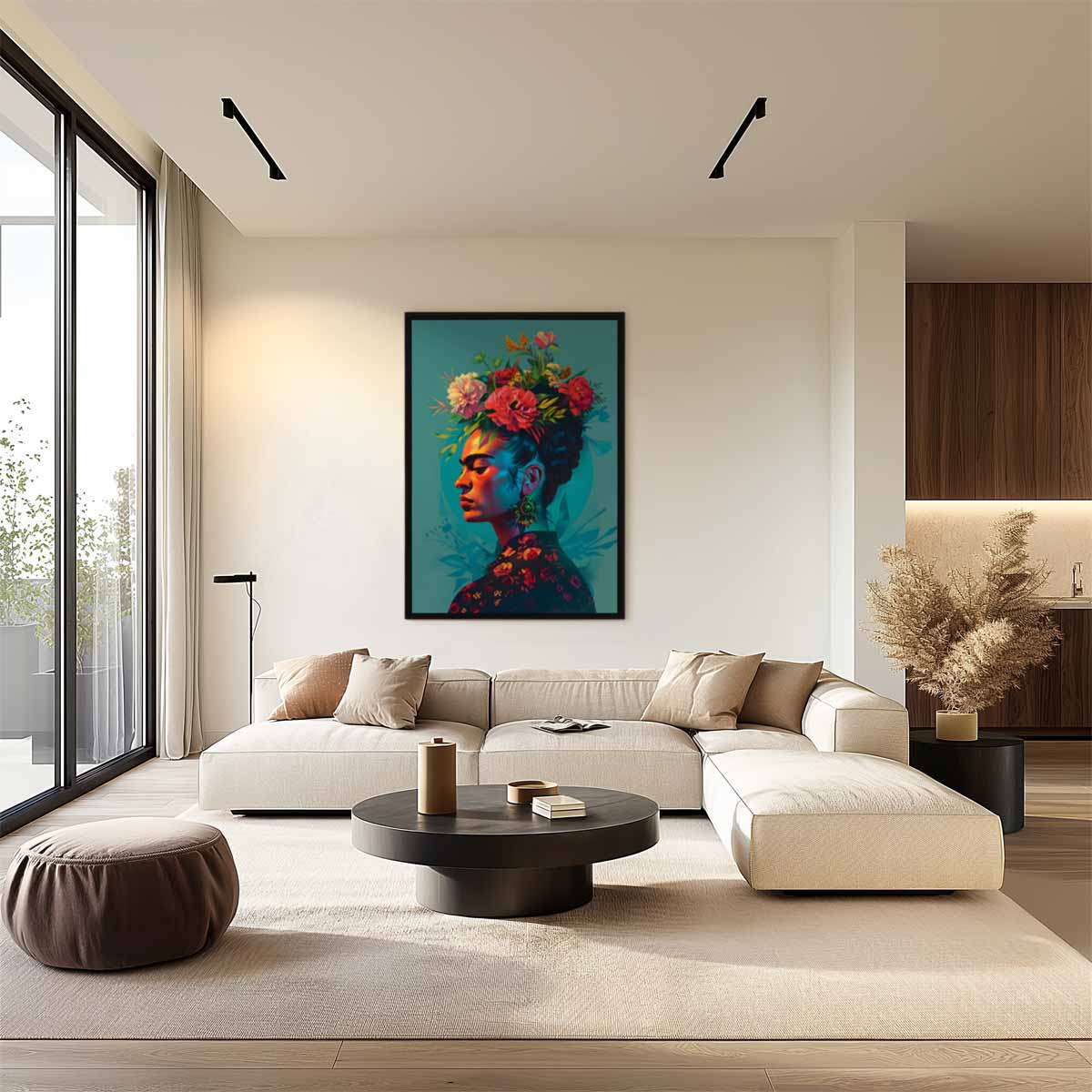 Bloemenkroon Portret – staand kunstwerk voor modern interieur