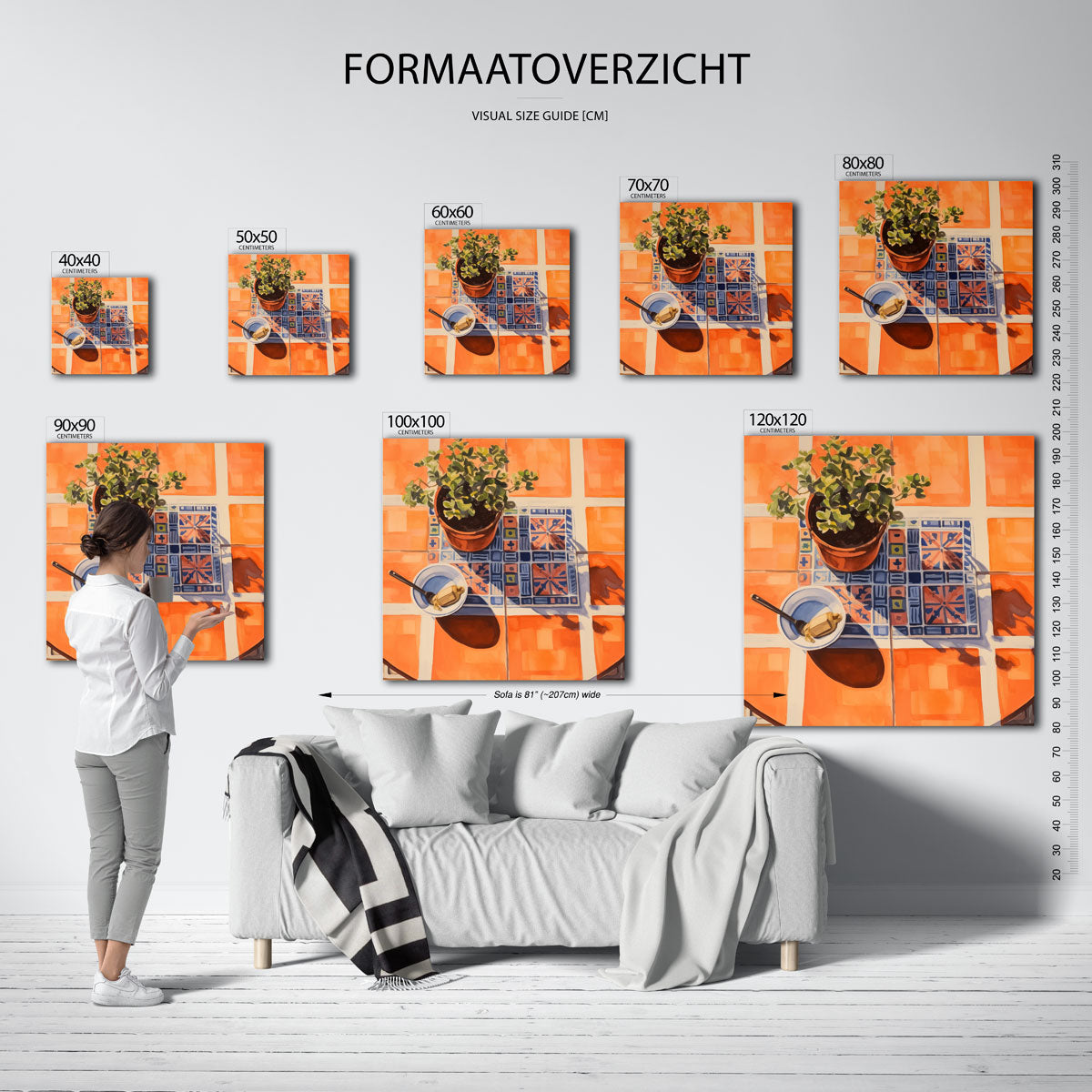 Plant en schaduw – vierkante muurposter voor keuken of eethoek