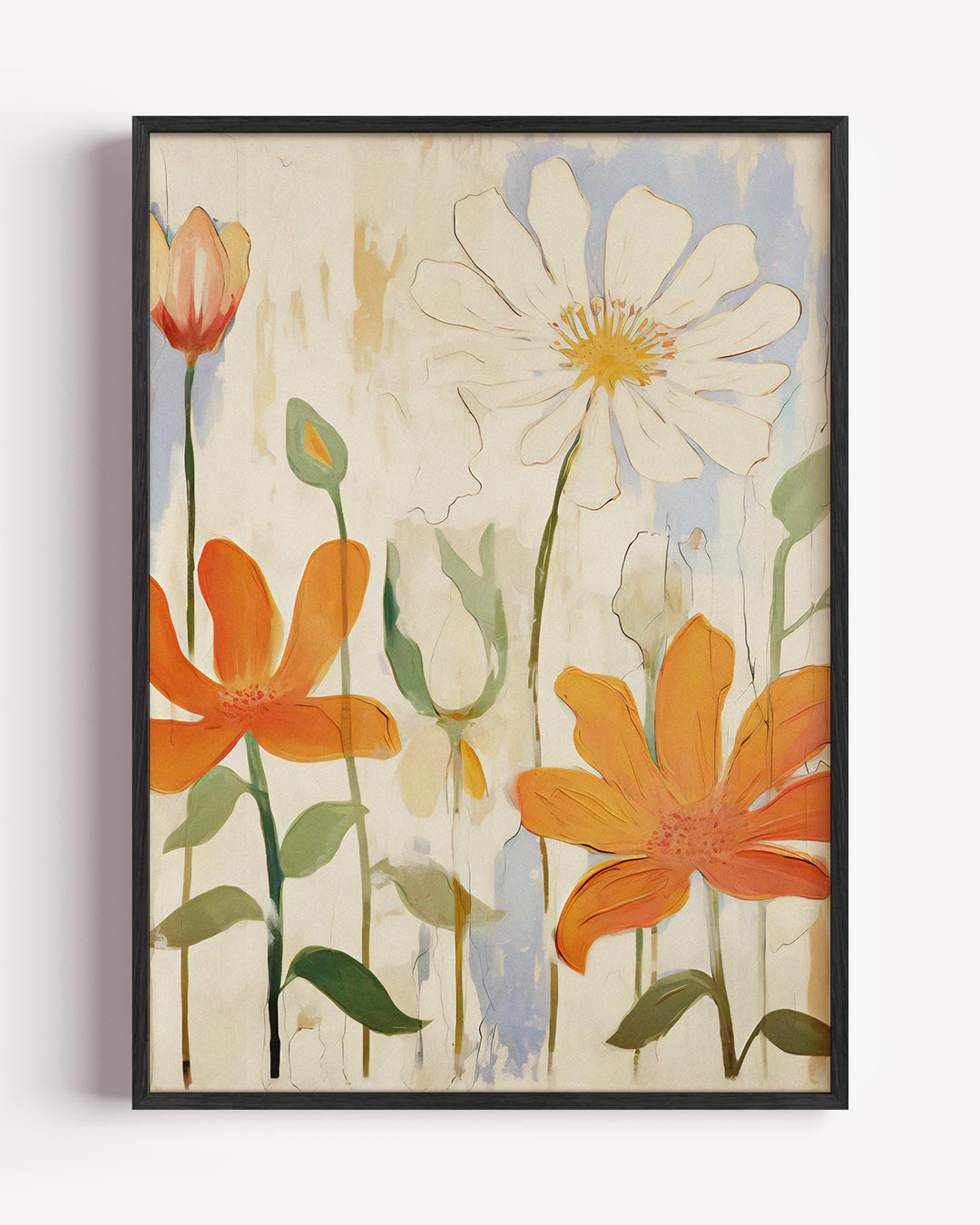 Veldbloemen Schilderij – kleurrijke abstracte portret poster als wanddecoratie