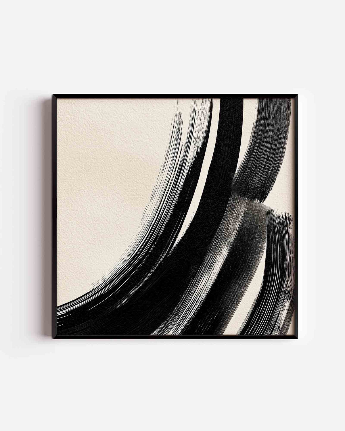 Zwarte penseelstreken – abstracte vierkante poster als wanddecoratie