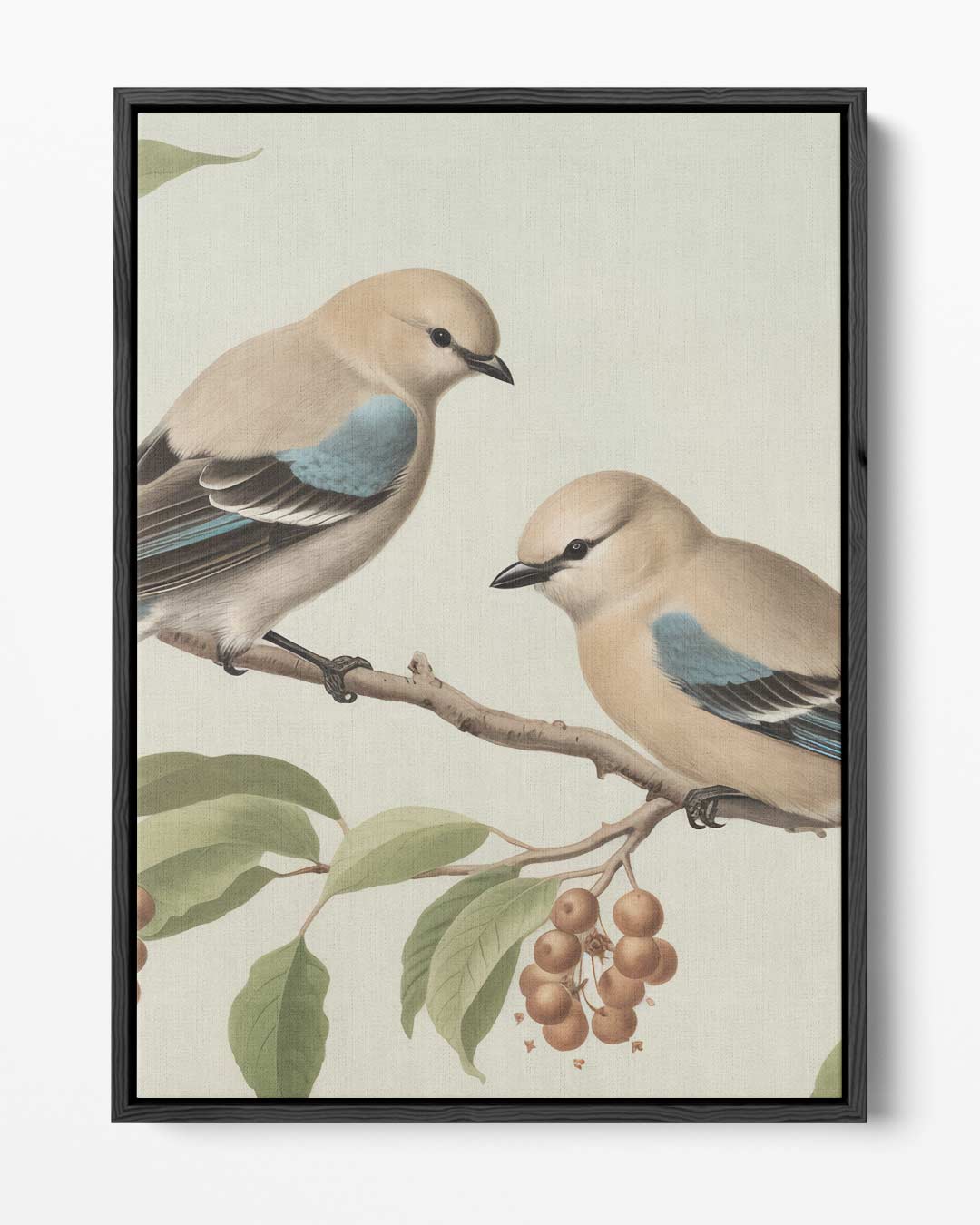 Twee Vogelvriendjes op een Tak – portret kunstwerk als wanddecoratie