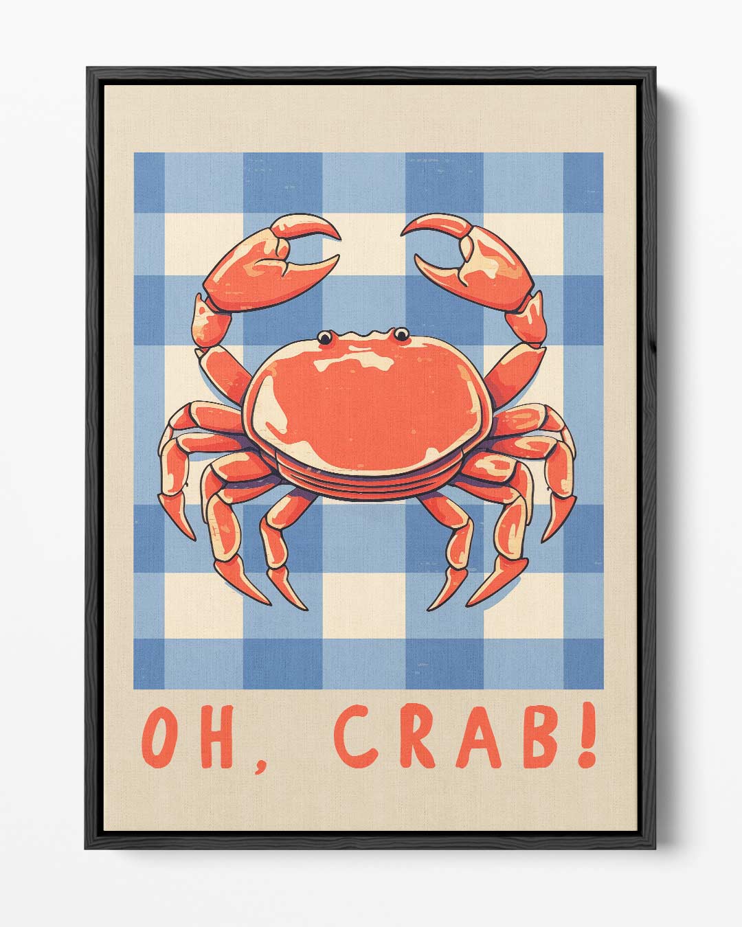 Oh Crab! Speelse Krab Illustratie – portret kunstwerk als wanddecoratie