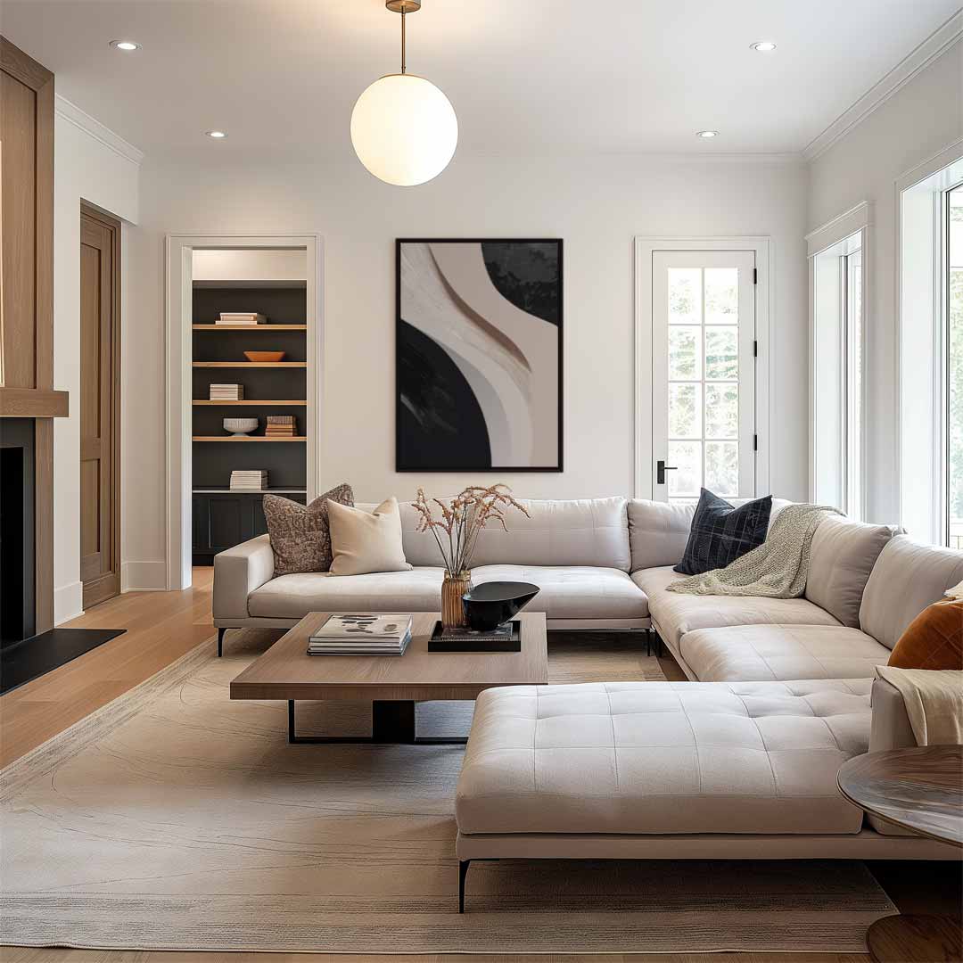 Organische Stroom van Contrast – staand kunstwerk voor modern interieur