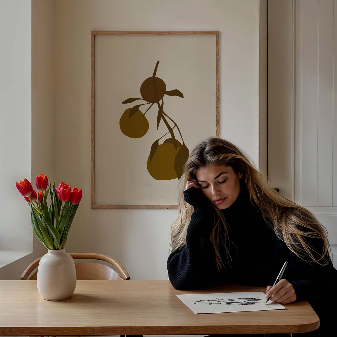 Moderne Minimalistische Takken – bloemen poster in staand formaat
