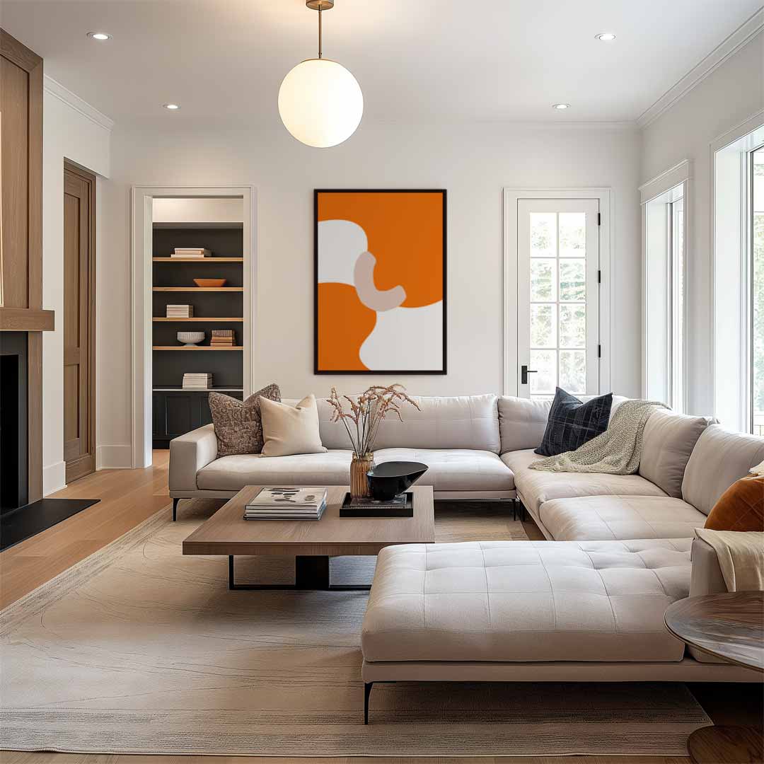 Speelse Oranje Golven – staand kunstwerk voor modern interieur