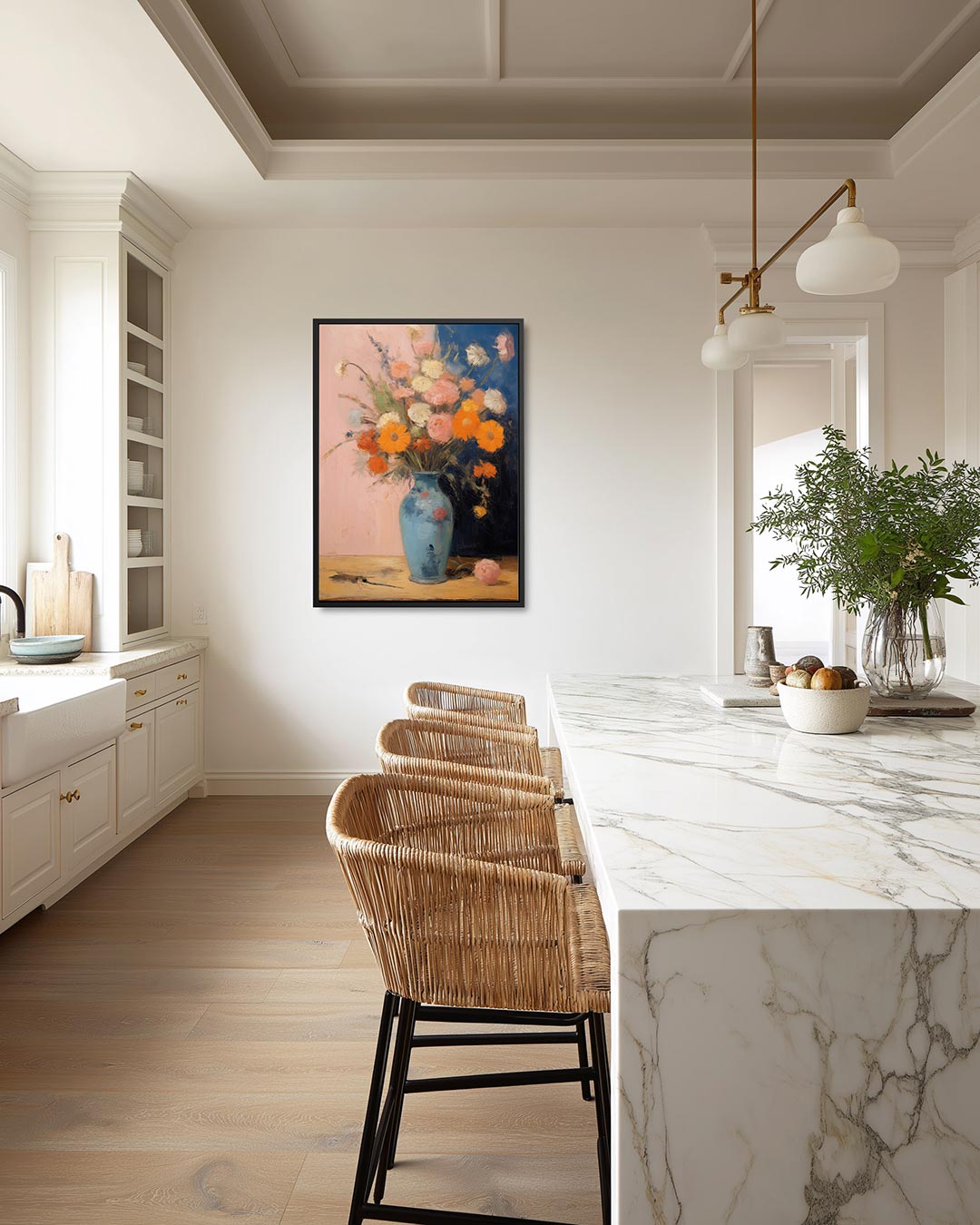 Bloemen in vaas – staand wanddecoratie kunstwerk