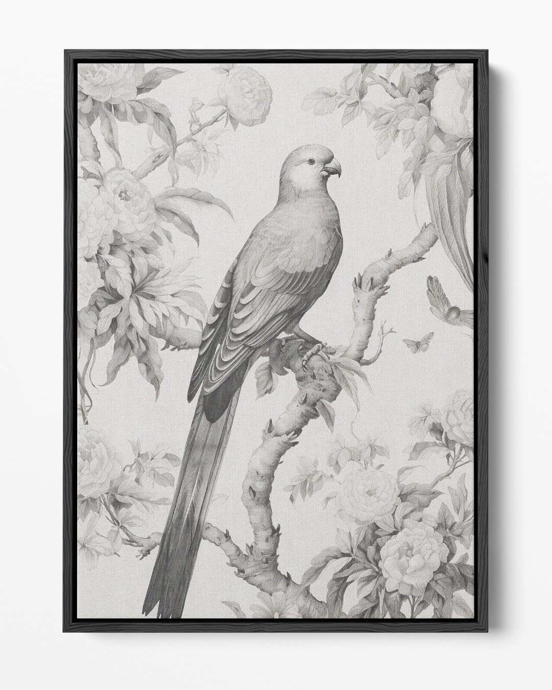 Elegante Parkiet in Bloemenpracht – portret kunstwerk als wanddecoratie
