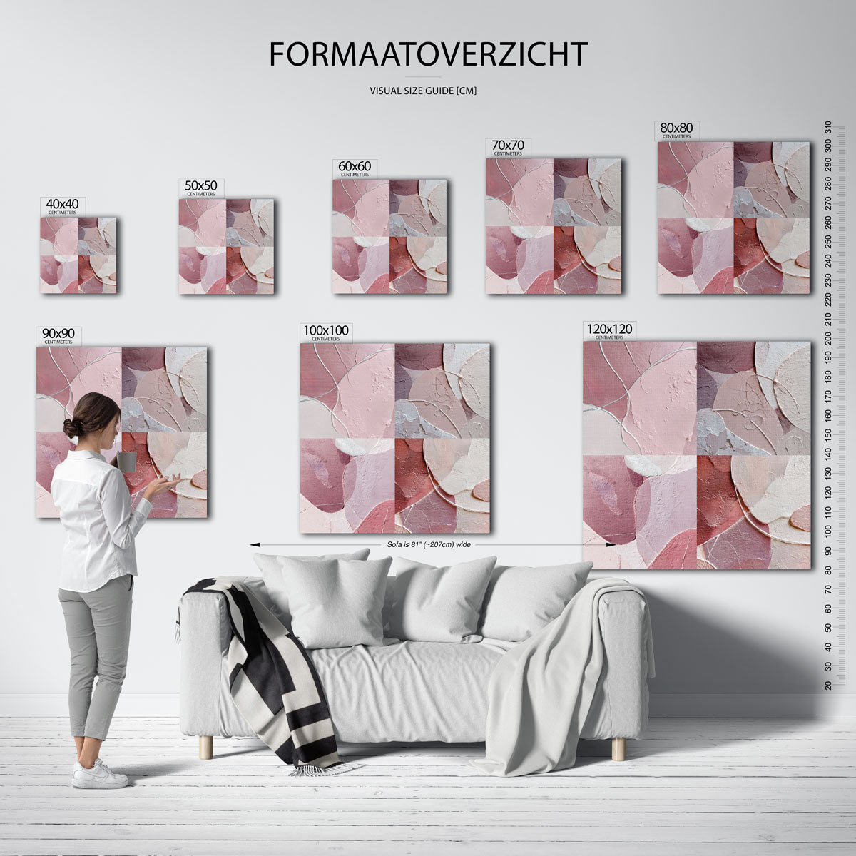 Abstracte roze vormen – vierkante muurposter met abstracte vormen