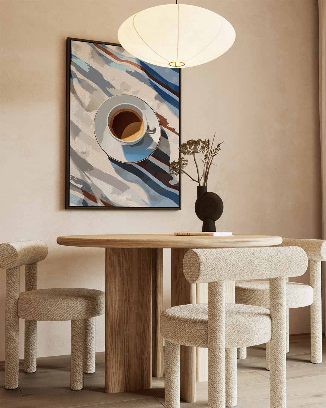 Koffiepauze in de Zon – canvas wanddecoratie in portret formaat