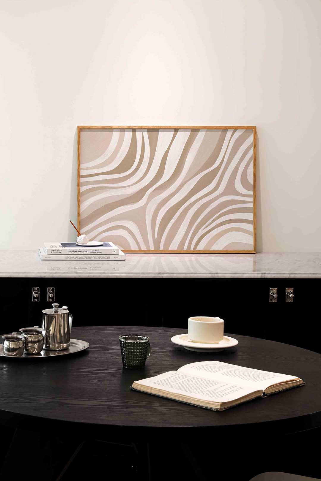 Golvende lijnen – abstracte poster in liggend formaat