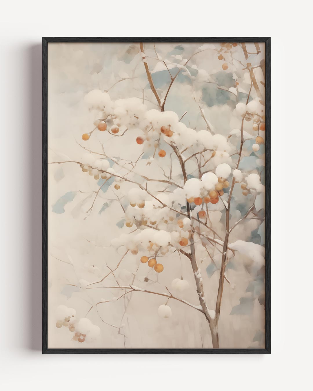Winterse Bessenpracht – kerst portret poster als wanddecoratie