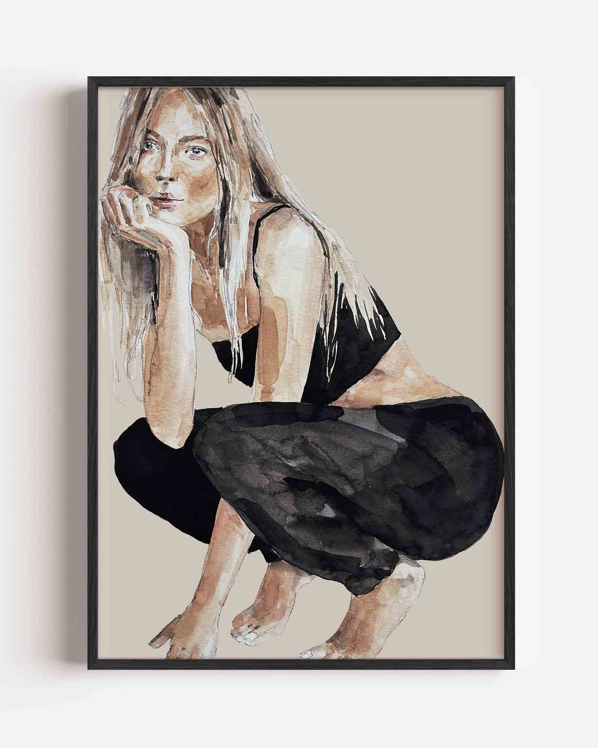 Vrouw in zwart wit – Élan Féminin portret poster als wanddecoratie