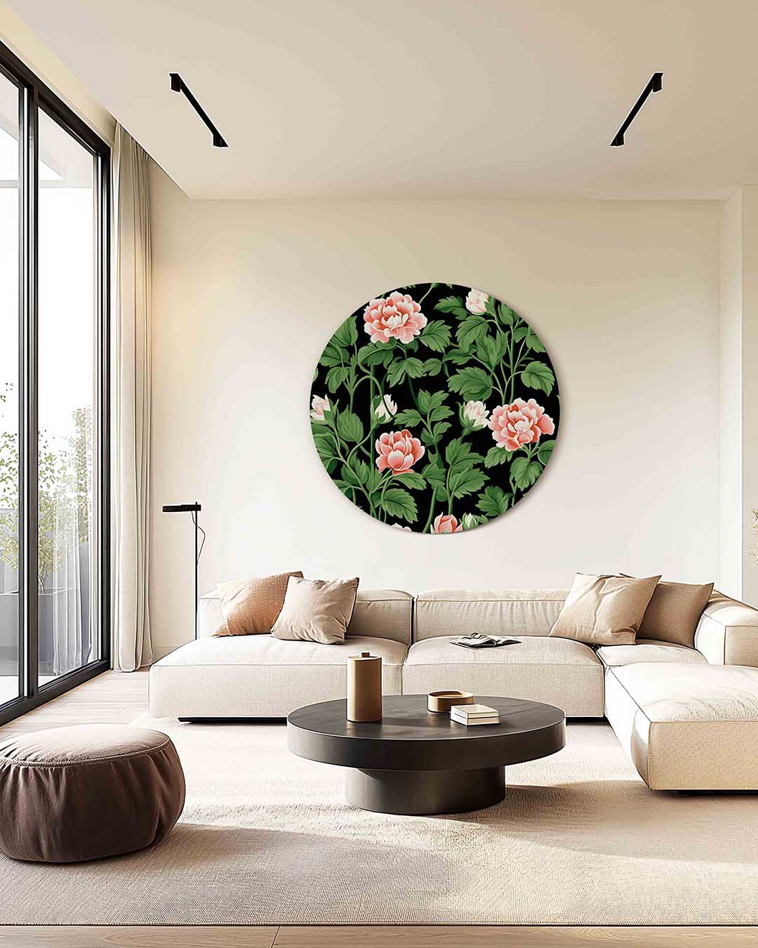 Bloemen en bladeren – safari muurcirkel als ronde wanddecoratie
