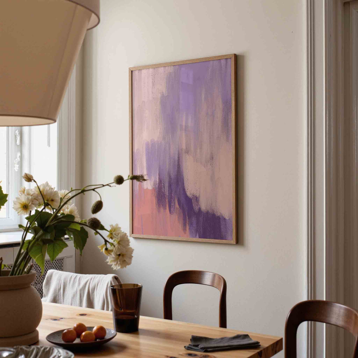 Abstracte paarse – eigentijdse illustratie poster in staand formaat