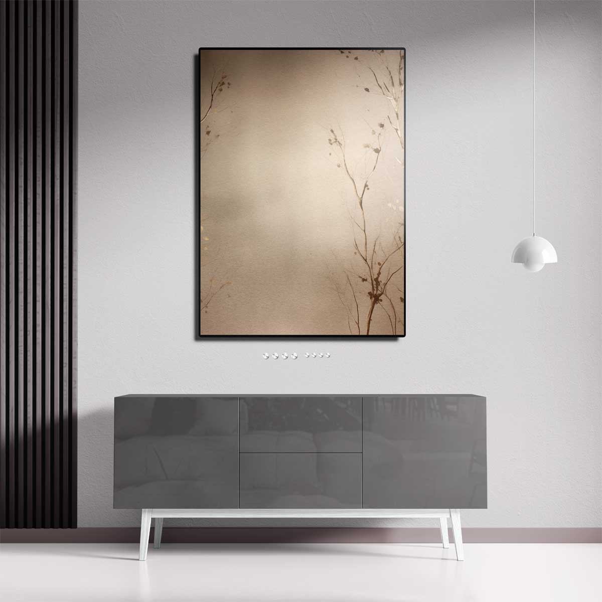 Subtiele Takken in Neutrale Tinten – dibond kunstwerk als wanddecoratie