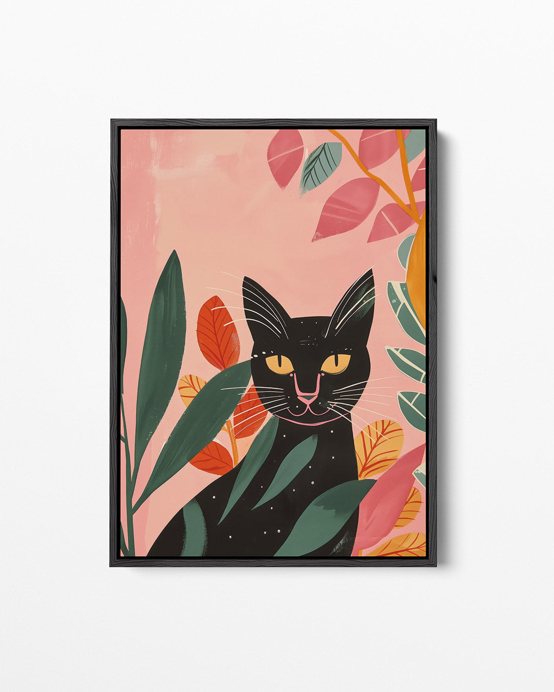Kleurrijke kat en bladeren – staand wanddecoratie kunstwerk