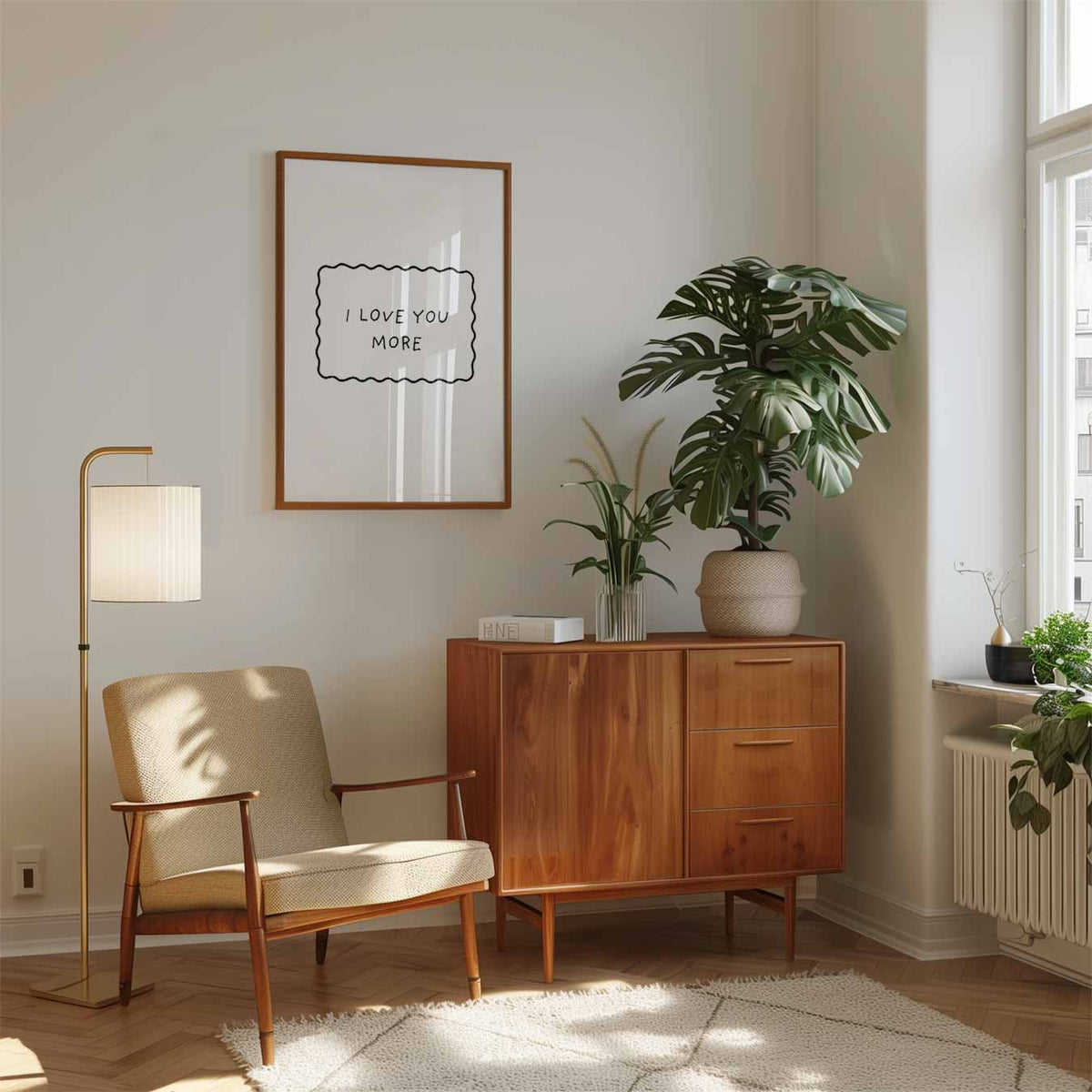 Liefdevolle Woondecoratie – staande muurposter met zomerse uitstraling