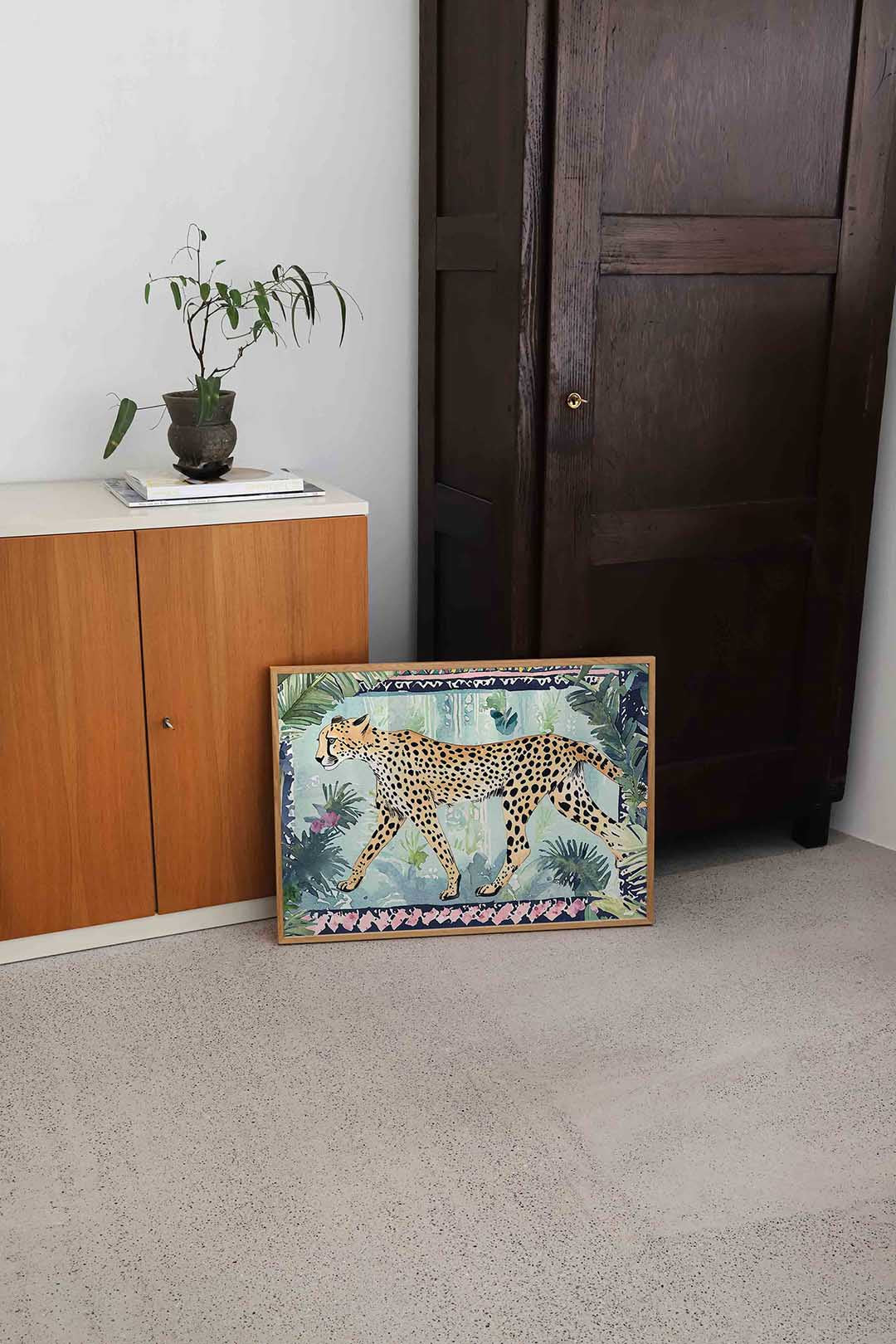 Luipaard in jungle – dierenillustratie als landscape poster