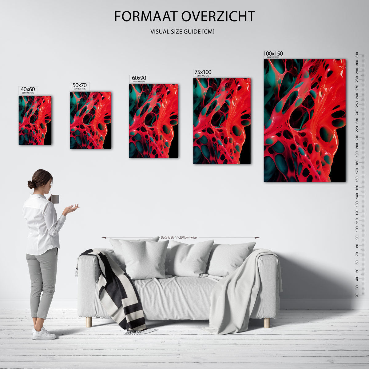 Organische kleurenexplosie – moderne staande wandkunst