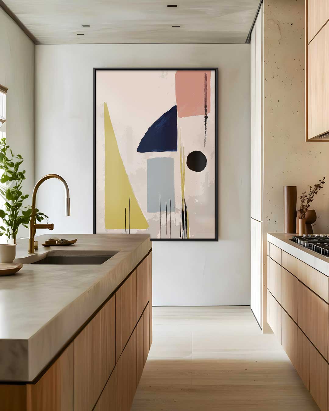 Abstracte Geometrische Vormen – dibond wanddecoratie in staand formaat