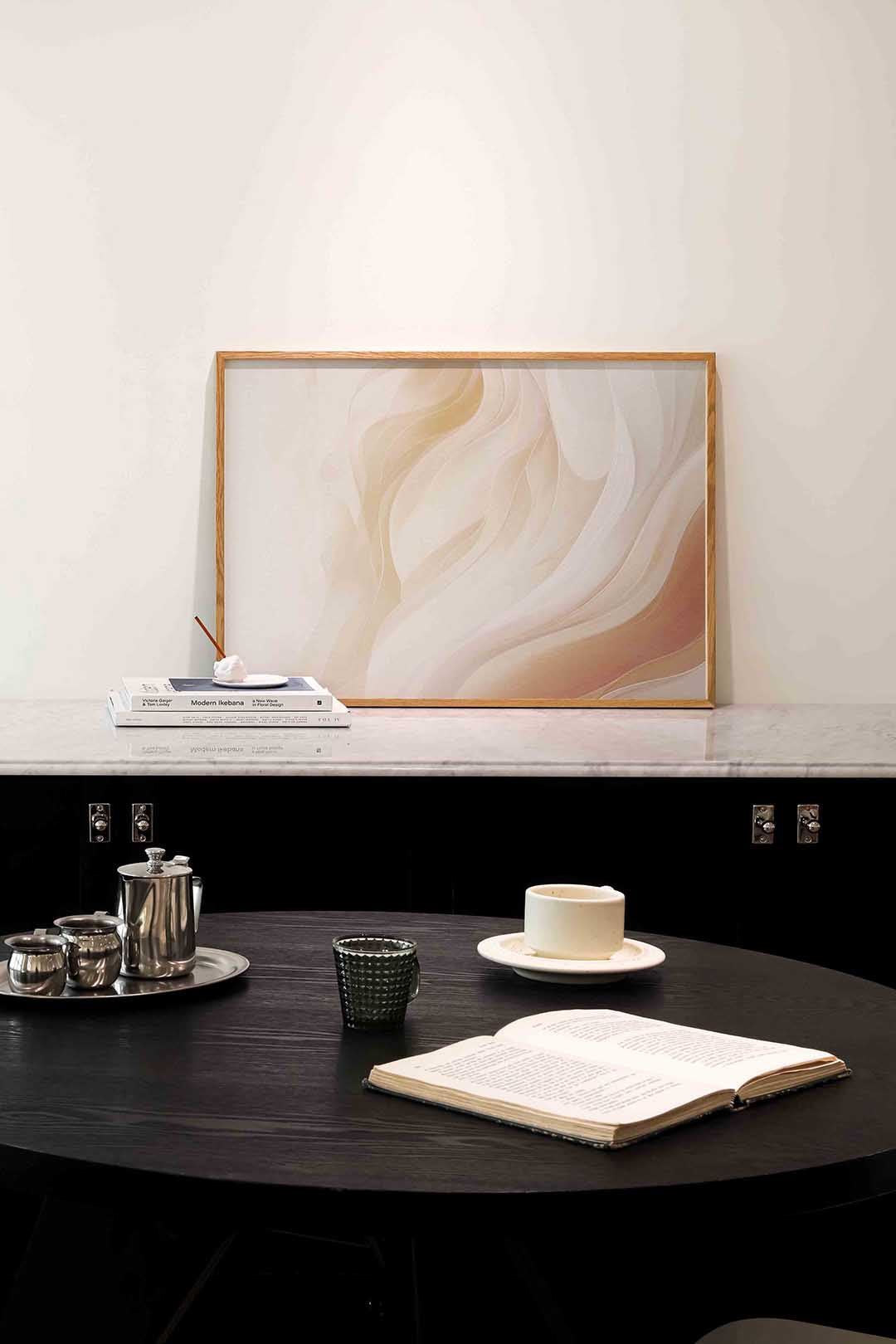 Golvende lijnen – abstracte poster in liggend formaat
