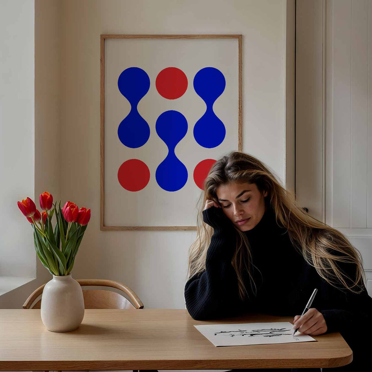 Abstracte Moderne Cirkelpatronen – staande dieren wanddecoratie van WallArtistic