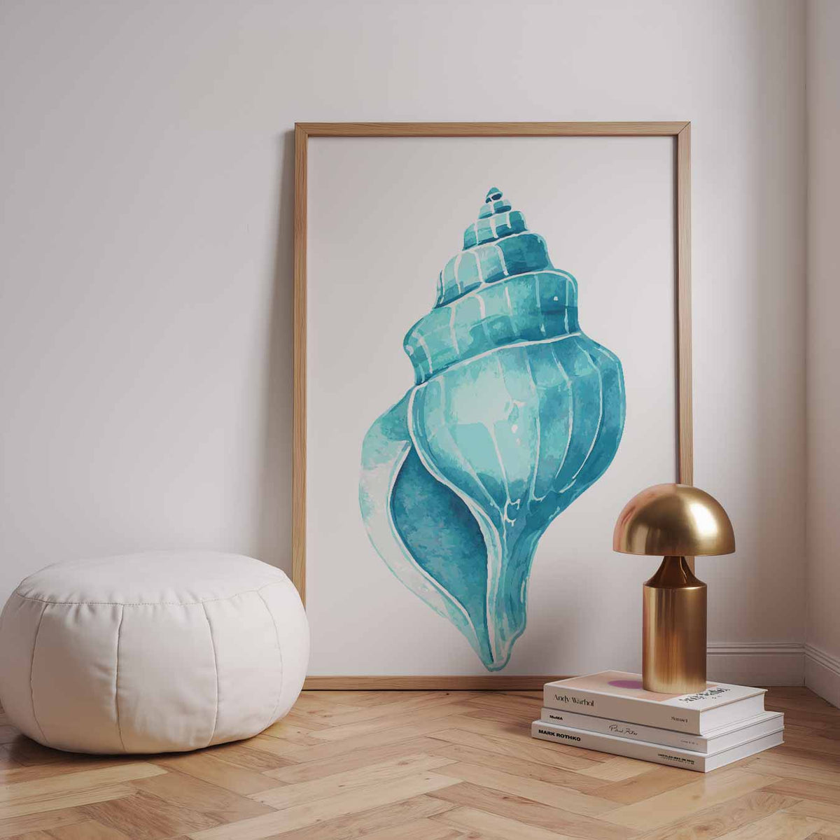 Schelpenkunst in Turquoise – dierenillustratie als portret poster