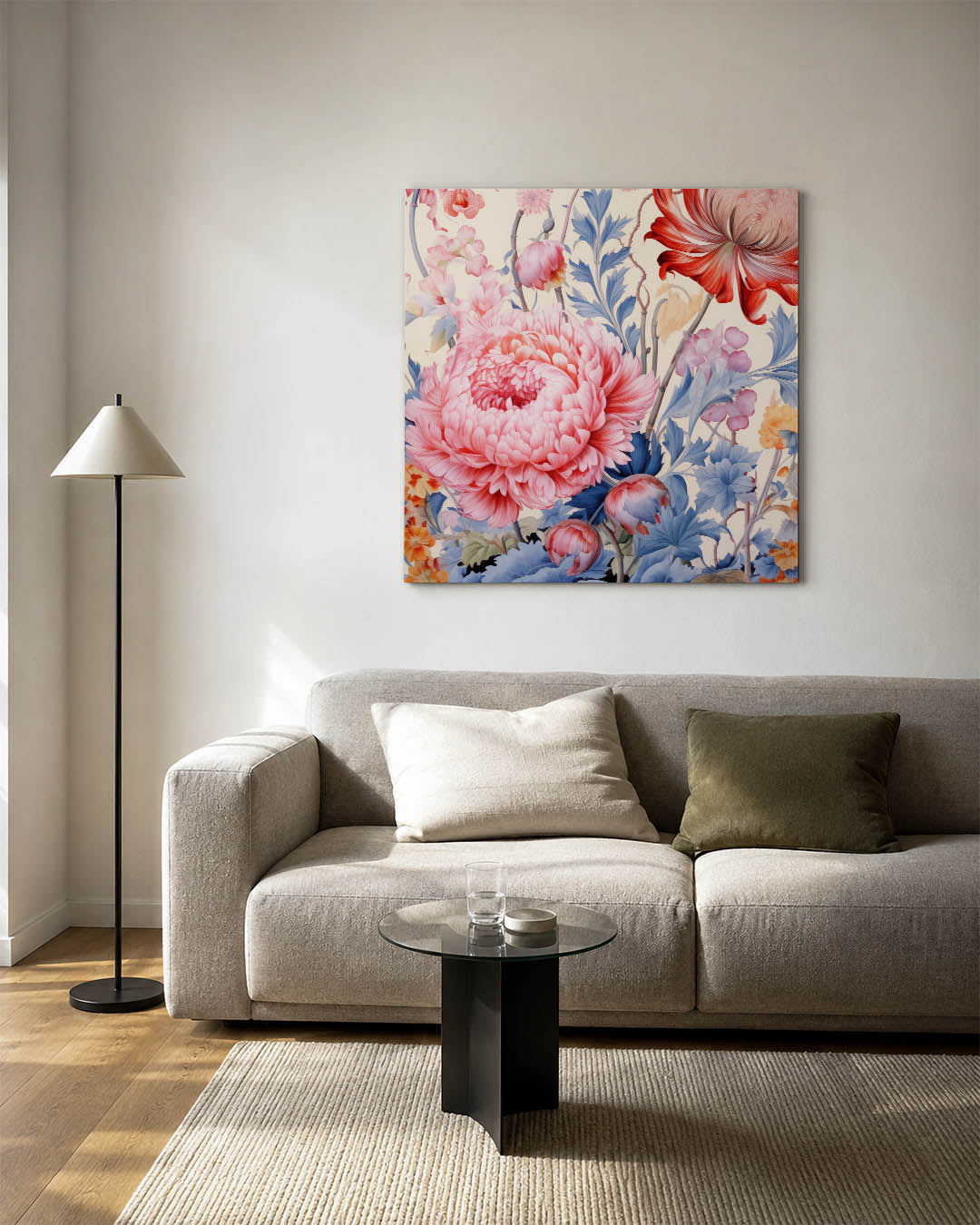 Bloemrijke fantasie kunstwerk – detailweergave – dit kunstwerk toont een weelderige verzameling bloemen in levendige kleuren