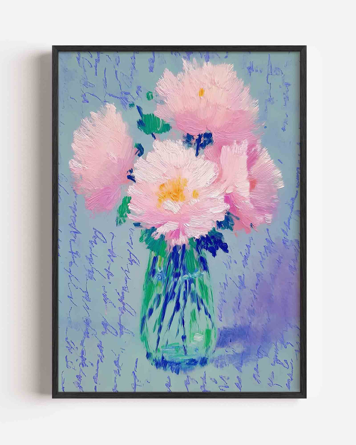 Bloemen in vaas – dromerige illustratie poster als wanddecoratie