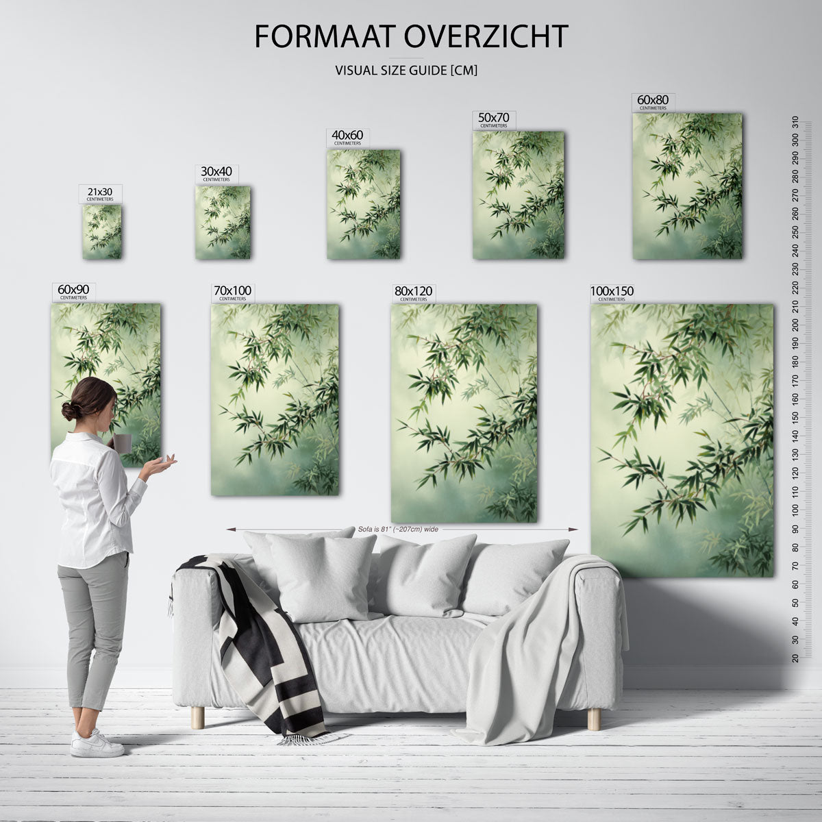 Bamboe bladeren – staande muurposter met jungle thema