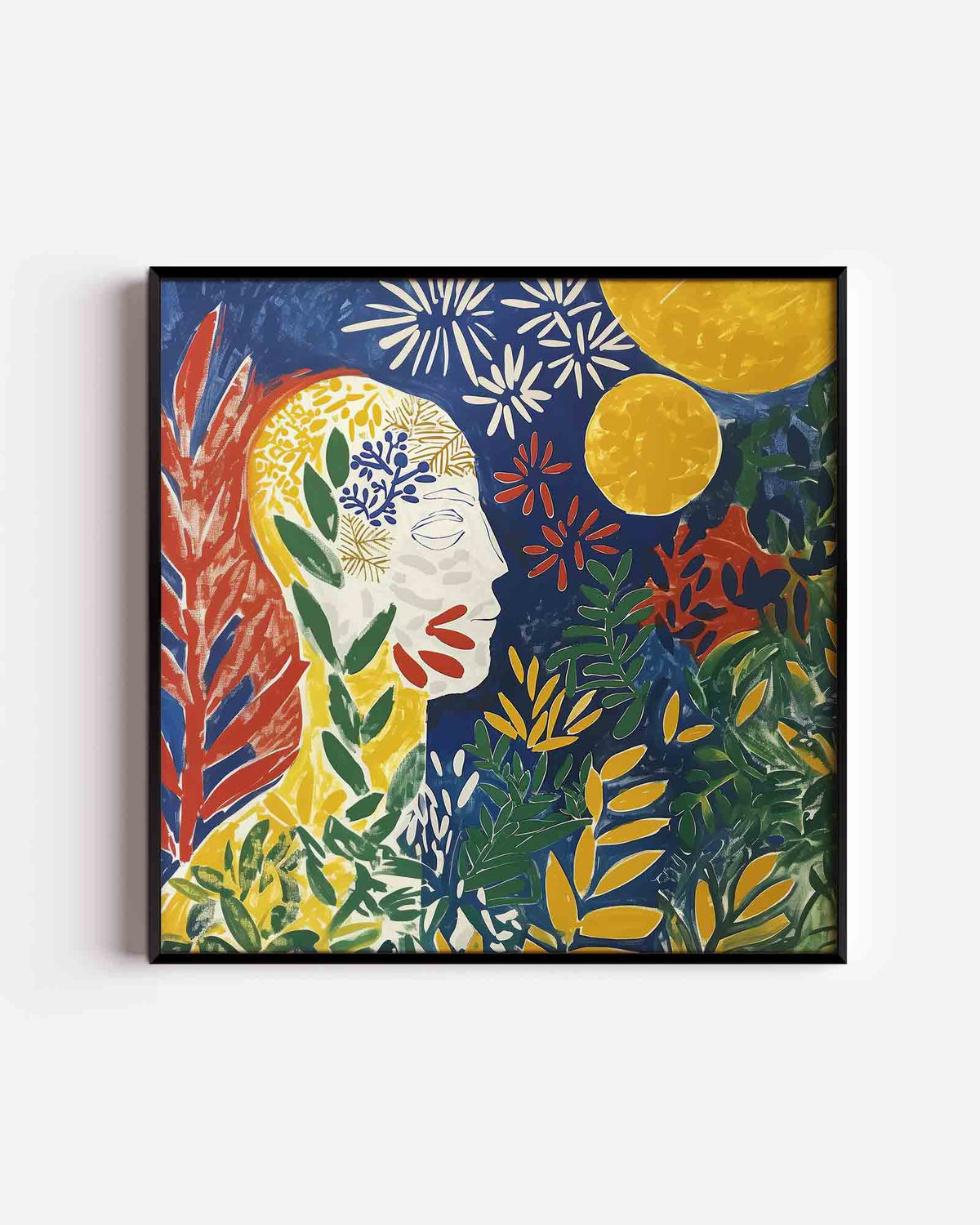 Abstracte natuur en gezicht – design vierkante poster als wanddecoratie