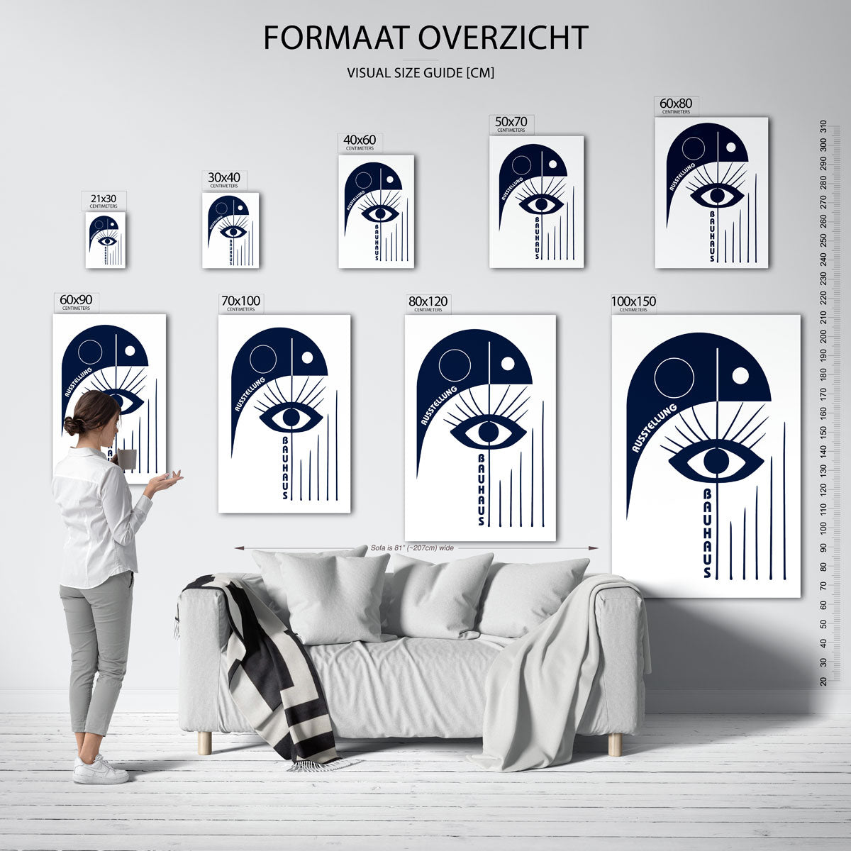 Oog en lijnen – geometrische poster in Bauhaus-stijl van WallArtistic