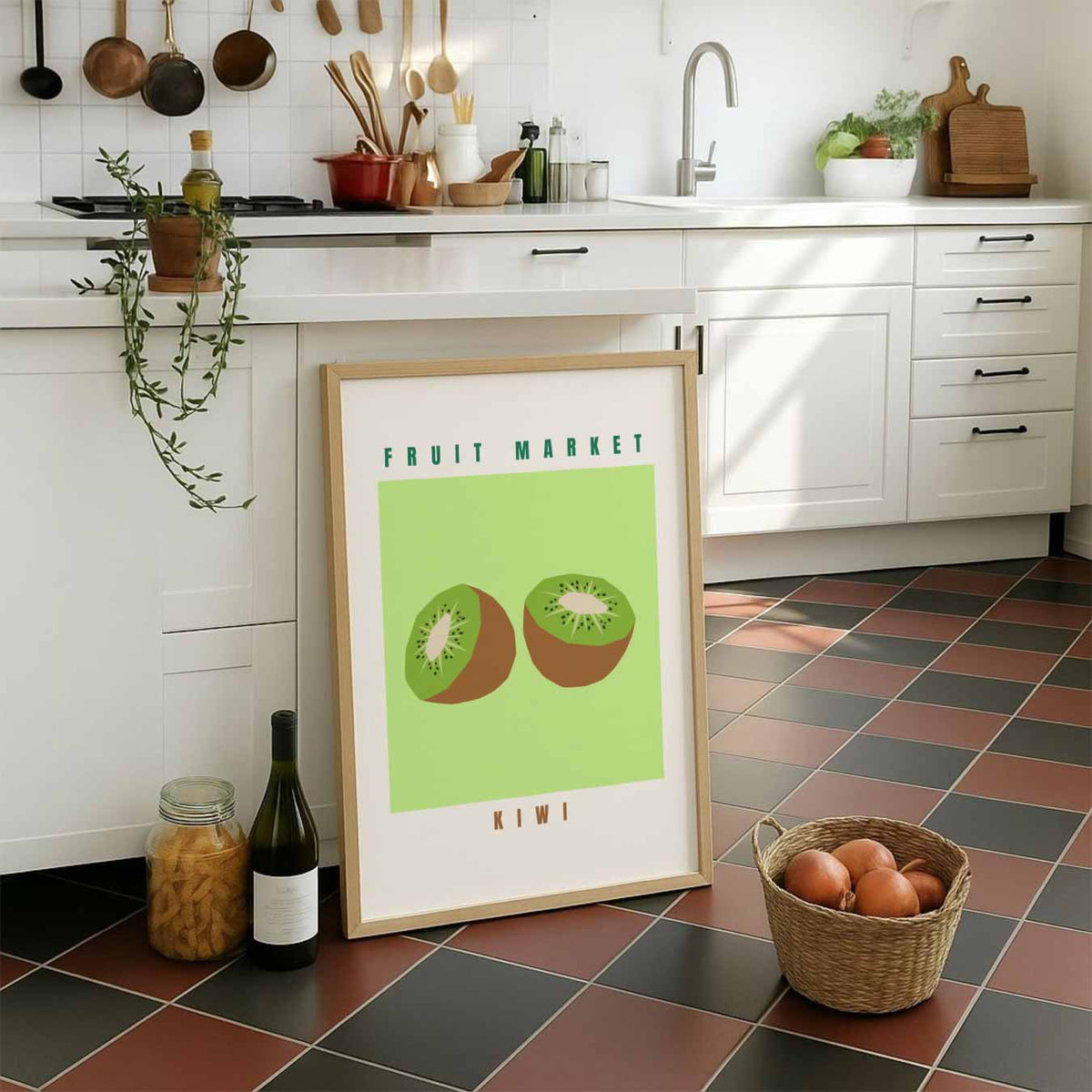 Kiwi Fruit Market – staande muurposter voor keuken of eethoek