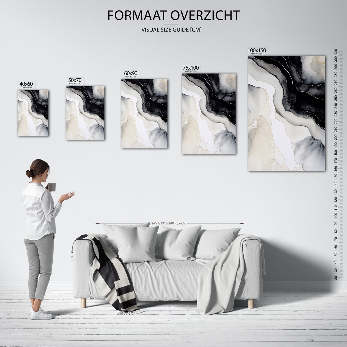 Organische lijnen – staand wanddecoratie kunstwerk