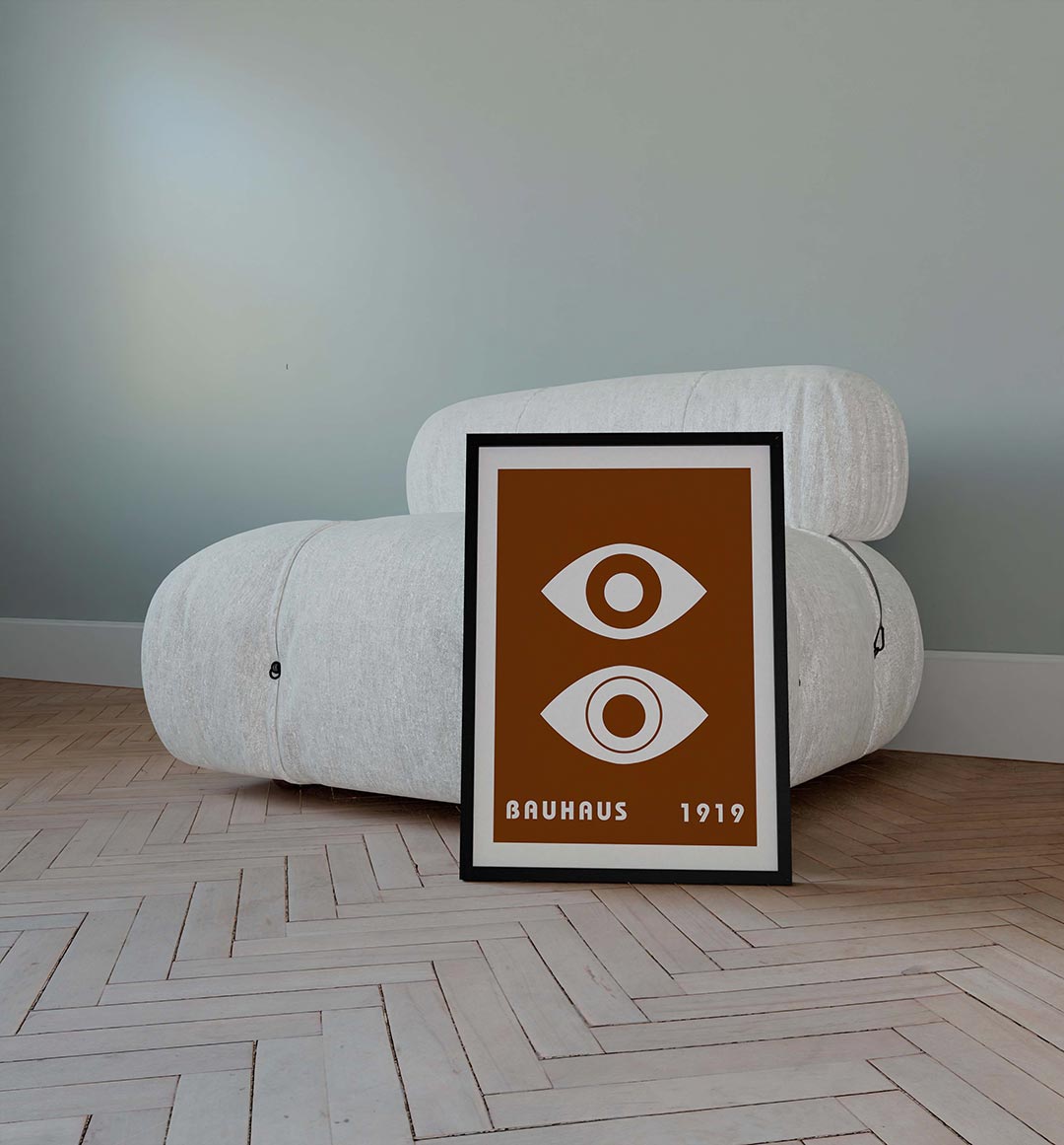 Oogvormen en tekst – geometrische poster in Bauhaus-stijl van WallArtistic