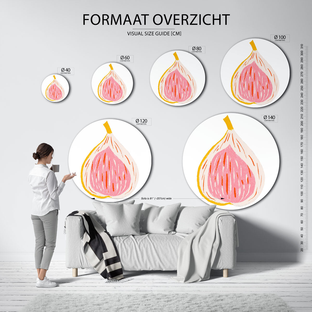 Vijg illustratie – geïllustreerde wandkunst als moderne muurcirkel