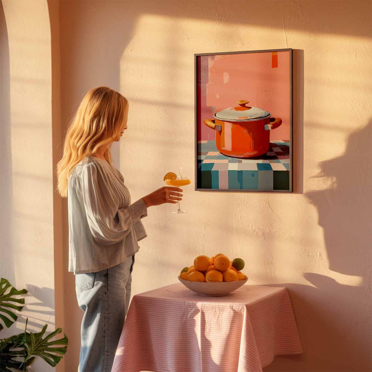 Vrolijke Retro Pan – keuken poster als sfeervolle staande wanddecoratie
