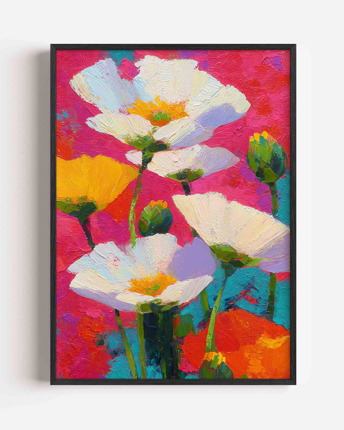 Bloemen in felle kleuren – dromerige illustratie poster als wanddecoratie
