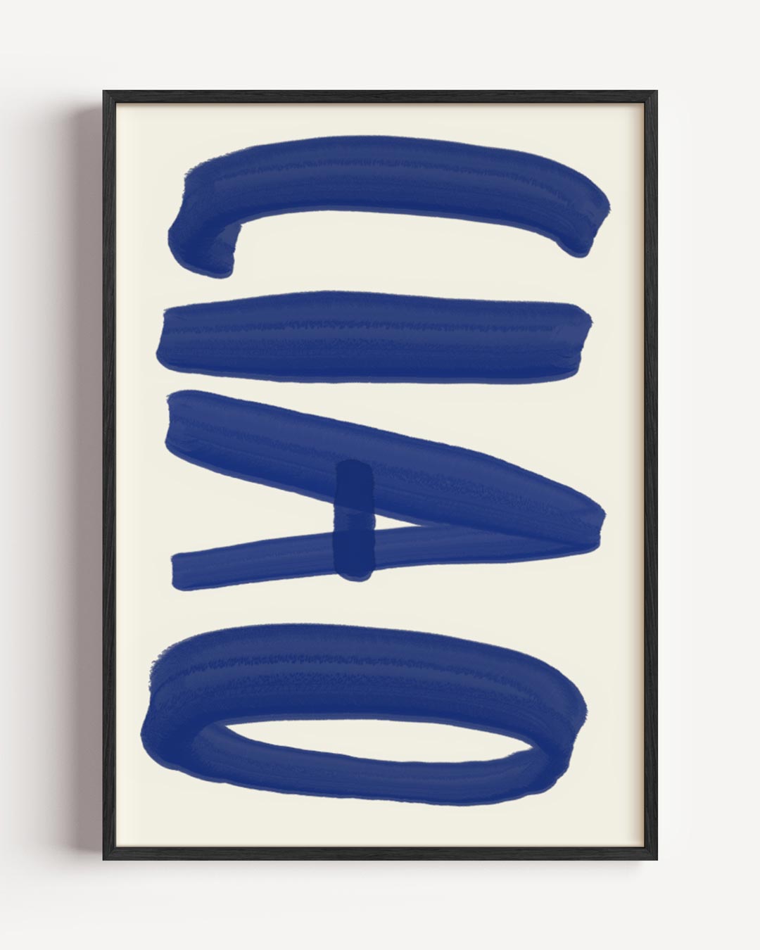 Abstracte Blauwe Streken Kunstposter – typografie portret poster als wanddecoratie