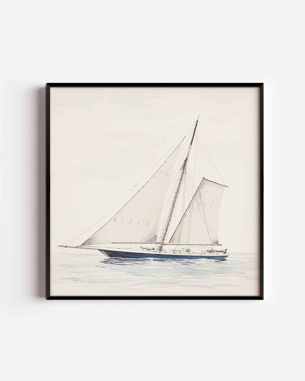 Zeilboot op rustige zee – vintage vierkante poster als wanddecoratie