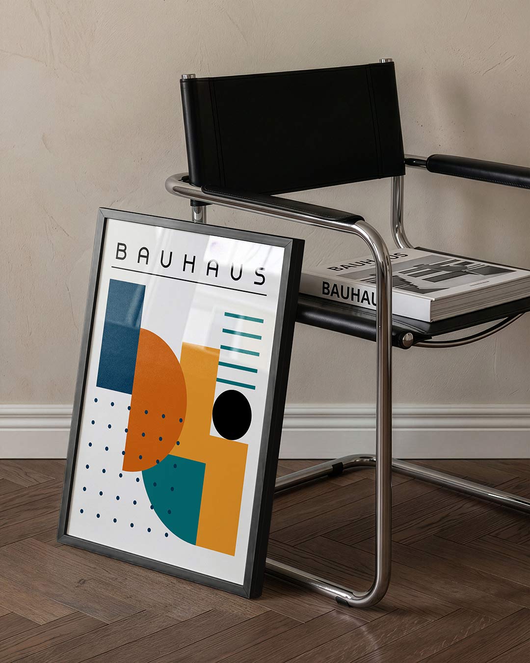 Vormen en vlakkenspel – staande Bauhaus poster voor aan de muur