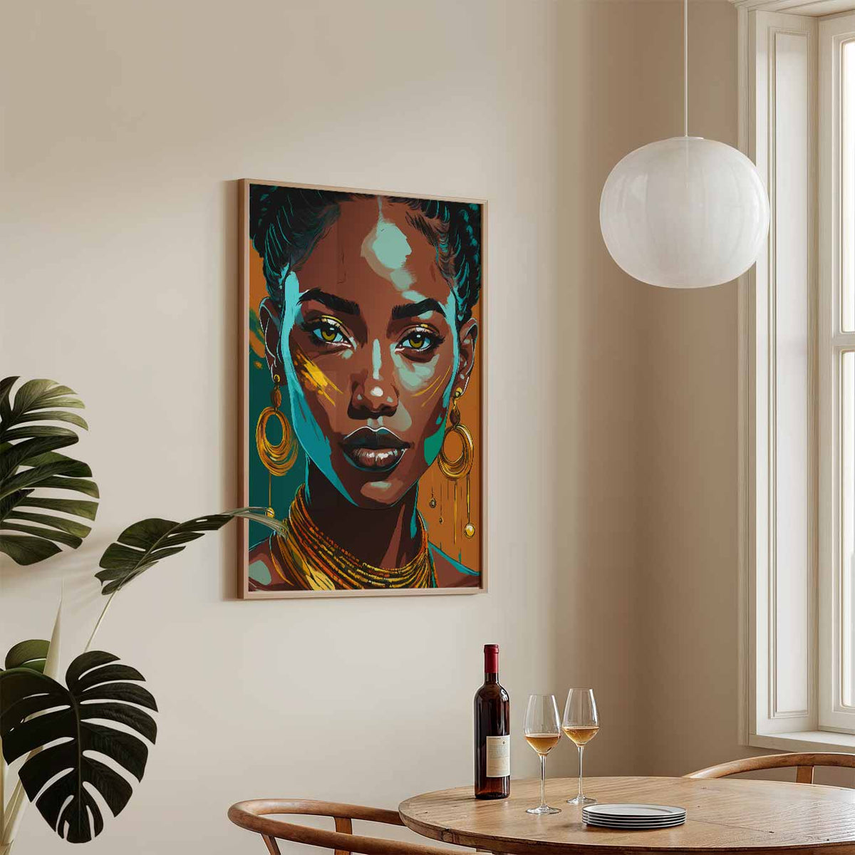 Expressieve Vrouwelijke Kracht – zomerse wandkunst als portret poster